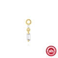 S925 sterling silver butterfly star tassel piercing earring with zircon in 18k gold finish - Baguette Rectangle Pendant (Single Piece) / Gold