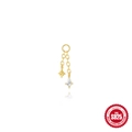 S925 sterling silver gold plated star and zircon tassel stud earring with double chain - Octagram Rhombus Pendant (Single Piece) / Gold