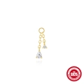 Gold-plated S925 sterling silver tassel earring with round and teardrop zircons - Pear Round Dual Chain Pendant (Single Piece) / Gold