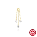 S925 sterling silver gold plated drop earrings with marquise and round crystal charms - Triple Chain Tassel Pendant (Single Piece) / Gold