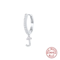 Orecchini a cerchio in argento sterling S925 con ciondolo a lettera J tempestato di zirconi - Lettera J / Argento