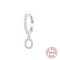 Orecchino in argento sterling S925 con ciondolo lettera O con pavé e zirconi bianchi - Lettera O / Argento