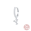 Orecchino a cerchio in argento S925 con ciondolo a lettera Y in pavé di cristalli - Lettera Y / Argento