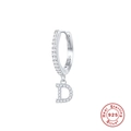Orecchino a cerchio in argento sterling S925 con pendente lettera D e zirconi - Lettera D / Argento