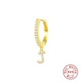 Orecchino a cerchio dorato in argento 925 con ciondolo lettera J e cristalli - Lettera J / Oro