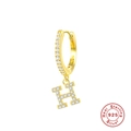 Orecchini a cerchio in argento S925 dorato con ciondolo a lettera H e zirconi - Lettera H / Oro