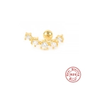 S925 Sterlingsilber Ohrstecker vergoldet mit fünf Zirkonia in gebogener Sternen-Anordnung - Gebogener Fünf-Zirkonia-Stil (#8) / 1 Stück / Gold