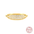 Bague fine en argent sterling S925 doré avec cristaux d'oxydes de zirconium en micro-pavé - US 6 / Pavage 3 Rangs Doré