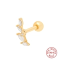 Ohrring aus 925 Sterling Silber mit Zirkon-Steinen im Marquise-Schliff, Goldfinish - Verzweigter Stil (#32) / 1 Stück/Packung / Gold