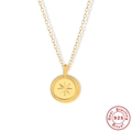 Collar de plata de ley S925 chapado en oro con colgante de estrella luna y borde de cuerda - Estilo de Moneda Estrella del Norte / Dorado