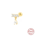 S925 Sterling Silber Gewinde-Ohrstecker mit Zirkonia-Steinen auf weißem Hintergrund - Birnen-Anhänger-Stil (#4) / 1 Stück / Gold