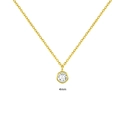 Detail of a 4mm round-cut diamond pendant on a gold S925 silver necklace chain - Extra Large Size / Gold
