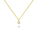 Macro detail of 3mm single diamond pendant on gold-plated sterling silver necklace - Medium Size / Gold