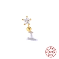 S925 sterling silver gold star stud earring with star-cut zircon and screw back - Star-Cut Zirconia Style (#6) / 1 Piece / Gold