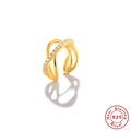 S925 Sterling Silver crossover ear cuff with sparkling pavé cubic zirconia in gold - Multi-Layer Cross Style / Gold