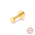 Macro view of 925 sterling silver flat back earring stud with gold plated finish - 2.5mm / Gold