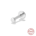 Macro shot of S925 sterling silver flat back labret stud with 3mm polished ball head - 2.5mm / Silver