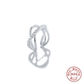 Crossed 925 sterling silver ear cuff with sparkling zircon inlay on white background - Multi-Layer Cross Style / White Gold