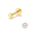 Minimalist S925 sterling silver gold flat back ear stud with a round smooth ball top - 3mm / Gold