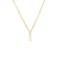 Elegante collar de plata esterlina S925 con perla y cuentas de oro delicadas - Cadena de cuentas doradas-Colgante de perla de agua dulce única