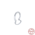 Elegante 925 Sterling Silber Creolen mit funkelnden Zirkoniasteinen in Pavé-Fassung - Platinfarben (Einzeln)