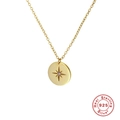 925 sterling silver gold necklace with star-engraved pendant and purple zircon - Gold