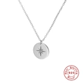S925 sterling silver four-leaf clover pendant necklace with starburst diamond engraving - White Gold