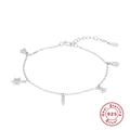 Elegantes 925er Sterlingsilber Armband mit Sternen und geometrischen Anhängern Damen - Weißgold