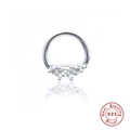 S925 sterling zilveren neusring met vierkante en ronde stenen op een witte achtergrond - Zilver