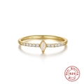 Elegant 925 sterling silver ring with marquise opal and zircons in gold plating - Gold Marquise Opal and White Zirconia Slim Ring