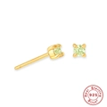 Boucles d'oreilles en argent 925 plaqué or avec zircon vert clair et serti à quatre griffes - Août Vert Clair
