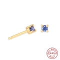 Boucles d'oreilles en argent S925 avec zircon bleu et placage en or élégant - Décembre Bleu Foncé