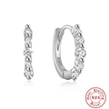 925 sterling silver hoop earrings with five sparkling cubic zirconia stones - Double Row Rhinestone Style (#3) / White Gold