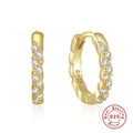 S925 sterling silver gold hoop earrings with wave pattern and cubic zirconia stones - Wave Rhinestone Style (#4) / Gold