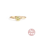 Eleganter S925 Sterlingsilber Ring mit einem sechs-zackig gefassten gelben Edelstein - Größe 6 / Gelber Solitär Stil (#3) / Gold