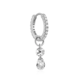 Detalle de pendiente de plata S925 con aro de diamantes y gotas de cristal en forma de pera - Colgante Doble Zirconia Gota de Agua Redonda (#7 Oro Blanco - Pieza Única)