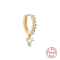 Pendientes de aro clásicos de plata 925 bañados en oro con diamantes y dijes de rombo - Colgante Zirconia Corte Cometa (#8 Dorado - Pieza Única)
