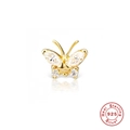 Funkelnder Schmetterlings-Ohrstecker aus vergoldetem 925er Silber mit Zirkonia-Besatz - Schmetterling-Rhinestone-Stil (#29) / 1 Stück/Packung / Gold