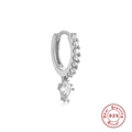 Pendientes de aro en plata S925 con diamantes romboidales y colgantes de circón - Colgante Zirconia Corte Cometa (#8 Oro Blanco - Pieza Única)