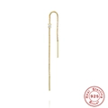 Orecchini a nappa in argento sterling 925 con zircone rotondo e montatura a quattro griffe - Stile Catena Veneziana con Singolo Zircone / Stile Oro