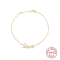 925 sterling silver gold bracelet with sparkling love lettering and adjustable chain - 925 Silver / Gold