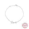 Elegant 925 sterling silver Love charm bracelet with sparkling zircon stones in white - 925 Silver / White Gold