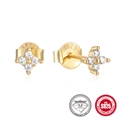 S925 sterling silver gold clover stud earrings featuring sparkling marquise cut zircons - Gold