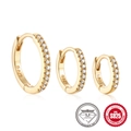 Set di tre orecchini a cerchio in argento S925 dorato con moissanite e varie misure - Argento 925 / Oro