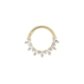 Detalle de un anillo de plata S925 dorada con piedras de talla baguette y redonda - Estilo Circonita Baguette Y Redonda / Dorado