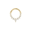 Detalle de aro de nariz de plata S925 con gema de lágrima y circonitas brillantes - Estilo Circonita Pera Y Redonda / Dorado