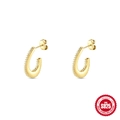 Elegantes pendientes de aro en U de plata de ley S925 bañados en oro 18K con diamantes - Estilo pavé en forma de U (#4 Dorado)