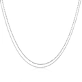 Detailansicht der doppellagigen S925 Silber Büroklammern- und Gliederkette für Damen - 925er Silber / Weißgold