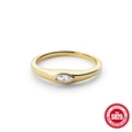 S925 sterling silver gold plated ring with marquise cut cubic zirconia inlay - Size 7 / Clear Marquise Style (#9) / Gold