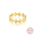 Polished S925 sterling silver ring featuring a continuous olive leaf pattern in gold finish - US 6 / Olive Leaf Design Style / Gold
